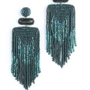 New Deepa Gurnani Forest Green Earrings